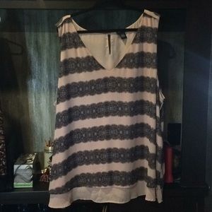 Blush and Faux Lace Sleeveless Top